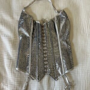 Silver and Black Corset Top